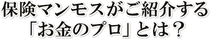 保険マンモスがご紹介する「お金のプロ」とは？